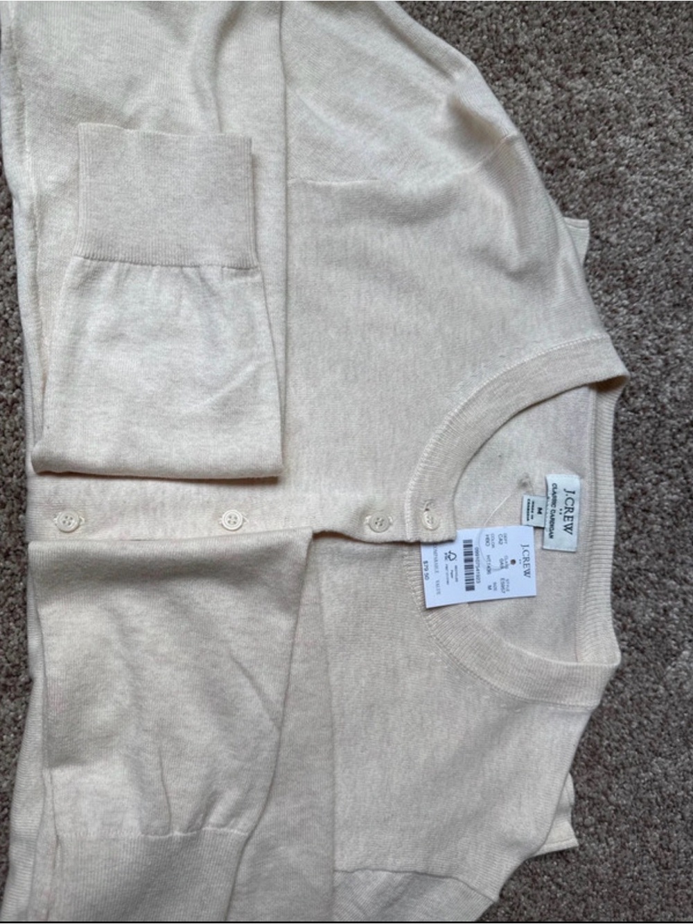 J Crew Crewneck Button-Front Women's Sweater Cardigan - Cream - Picture 2 of 3